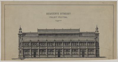 214840 Opstand van de zijgevel van de geprojecteerde Fruithal op het Vredenburg te Utrecht.